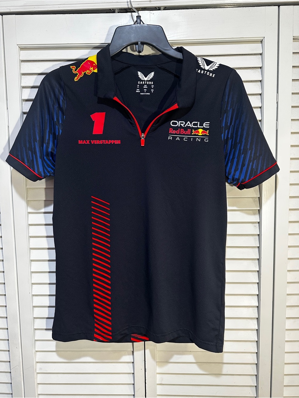 Youth Large Castore Oracle Red Bull Racing Max Verstappen #1 Polo Shirt Formula